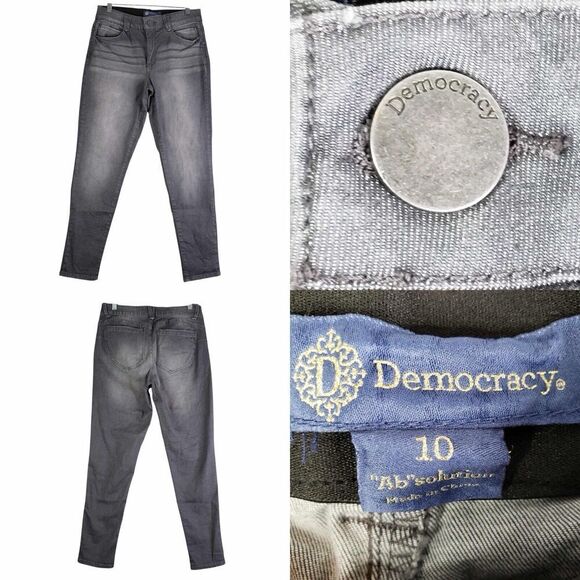 Democracy Jeans Ab Solution Women's Size 10 Gray Skinny Stretch Skate - Picture 1 of 10